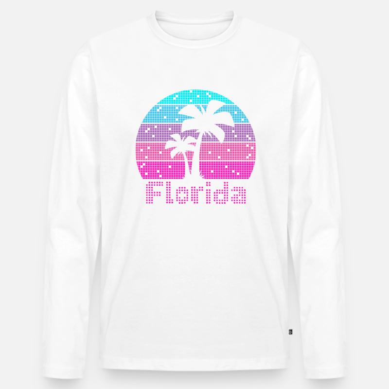 8bit Retro Florida Urlaub - Männer Premium Bio Langarmshirt - undefined