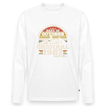 Octobre 1987 Cadeau d’anniversaire de naissance - T-shirt manches longues Premium bio Homme - blanc - Devant - Nico (187cm)