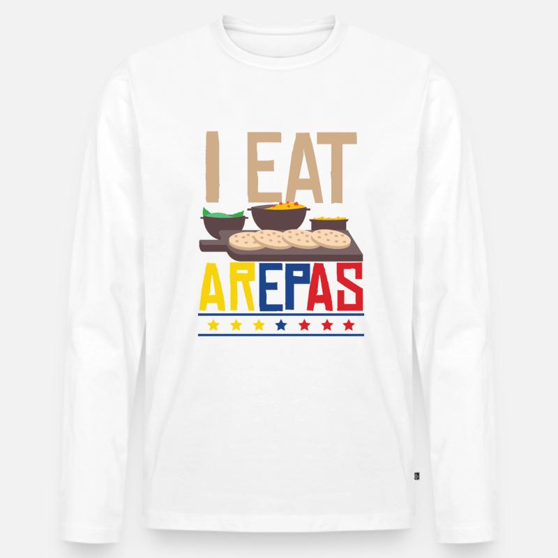 Ich esse Arepas - Männer Premium Bio Langarmshirt - Weiß