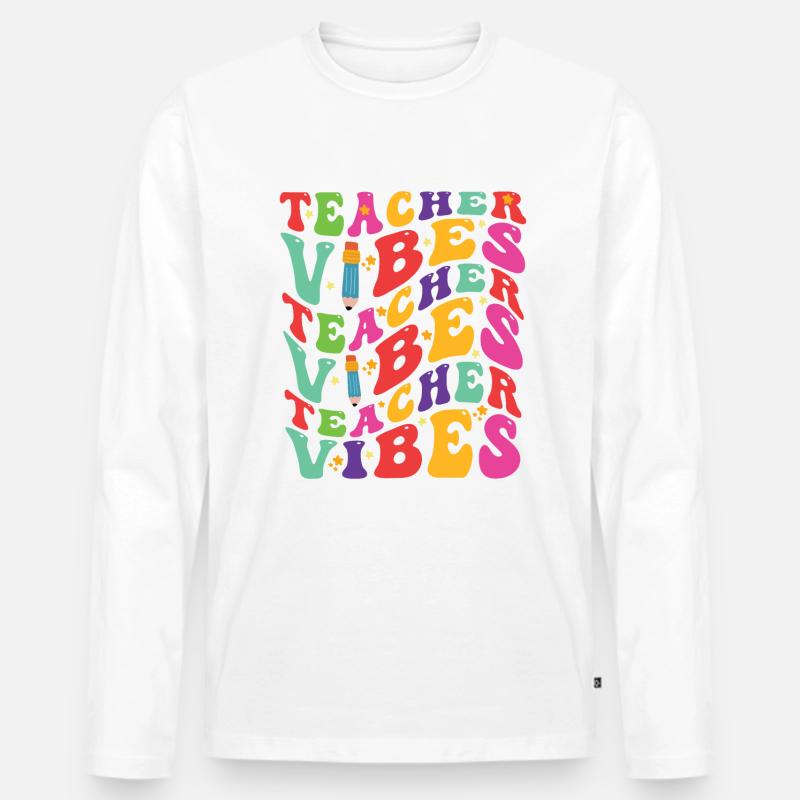 Lehrer-Vibes - Männer Premium Bio Langarmshirt - Weiß