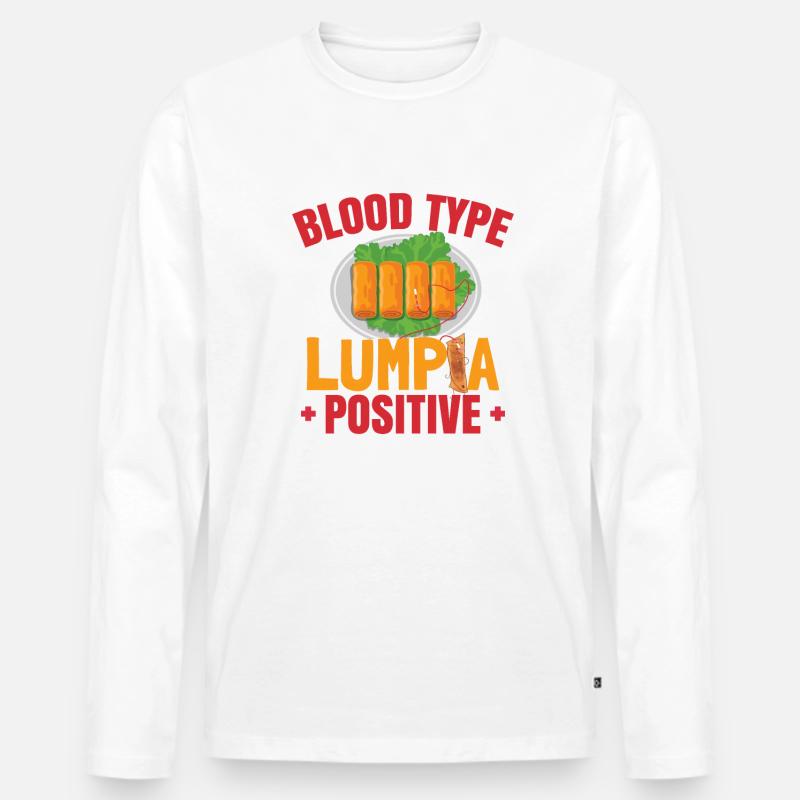 Blutgruppe Lumpia positiv - Männer Premium Bio Langarmshirt - Weiß