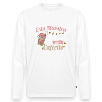 Spanischlehrer Kaffee - Männer Premium Bio Langarmshirt - Weiß - Vorne - Nico (187cm)