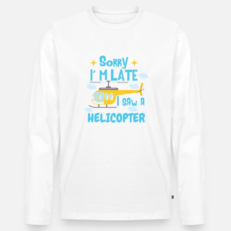 Ich sah einen Hubschrauber - Männer Premium Bio Langarmshirt - Weiß