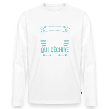 Je Suis Une Belle Mère Qui Déchire - T-shirt manches longues Premium bio Homme - blanc - Devant - Nico (187cm)
