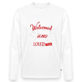 Travailleur social - T-shirt manches longues Premium bio Homme - blanc - Devant - Nico (187cm)
