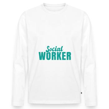 Je suis travailleur social - T-shirt manches longues Premium bio Homme - blanc - Devant - Nico (187cm)