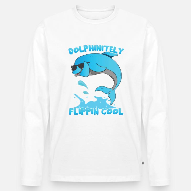 Dupping Delfin - Männer Premium Bio Langarmshirt - Weiß