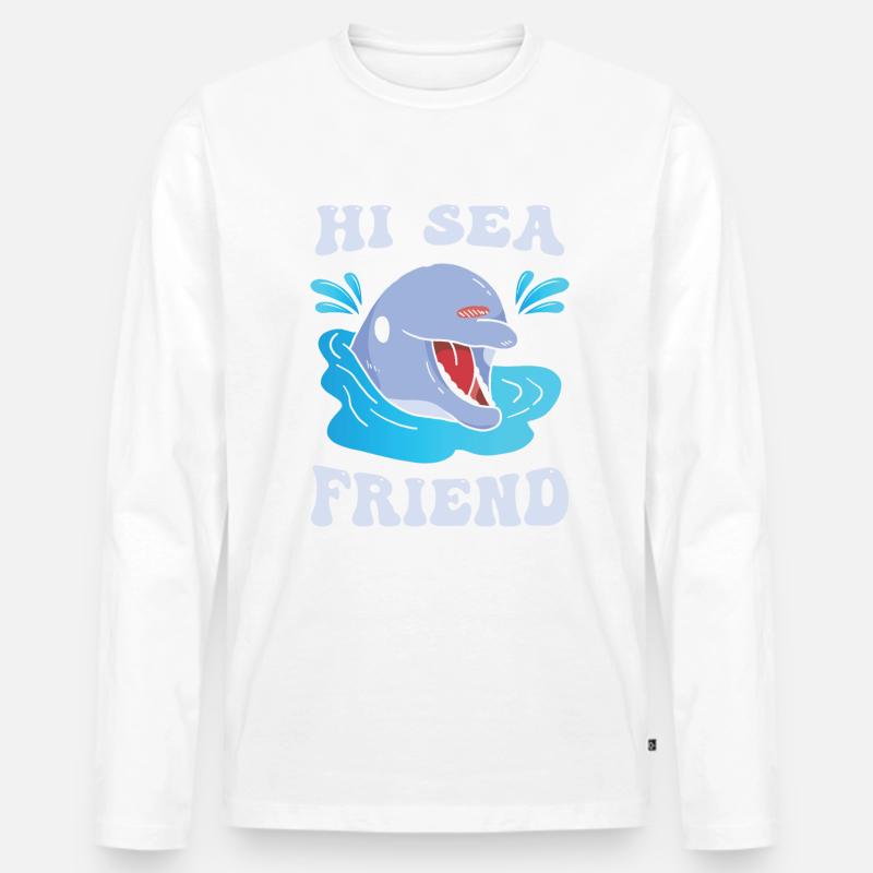 Niedlicher Delfin - Männer Premium Bio Langarmshirt - Weiß