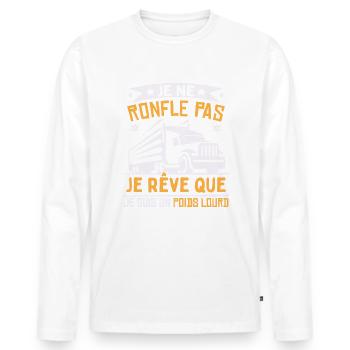 Je Suis Un Poids Lourd - T-shirt manches longues Premium bio Homme - blanc - Devant - Nico (187cm)