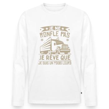 Je Suis Un Poids Lourd Camion - T-shirt manches longues Premium bio Homme - blanc - Devant - Nico (187cm)