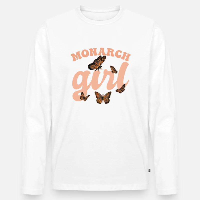 Monarch Mädchen - Männer Premium Bio Langarmshirt - Weiß