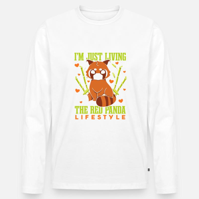 Lustiger Roter Panda - Männer Premium Bio Langarmshirt - Weiß