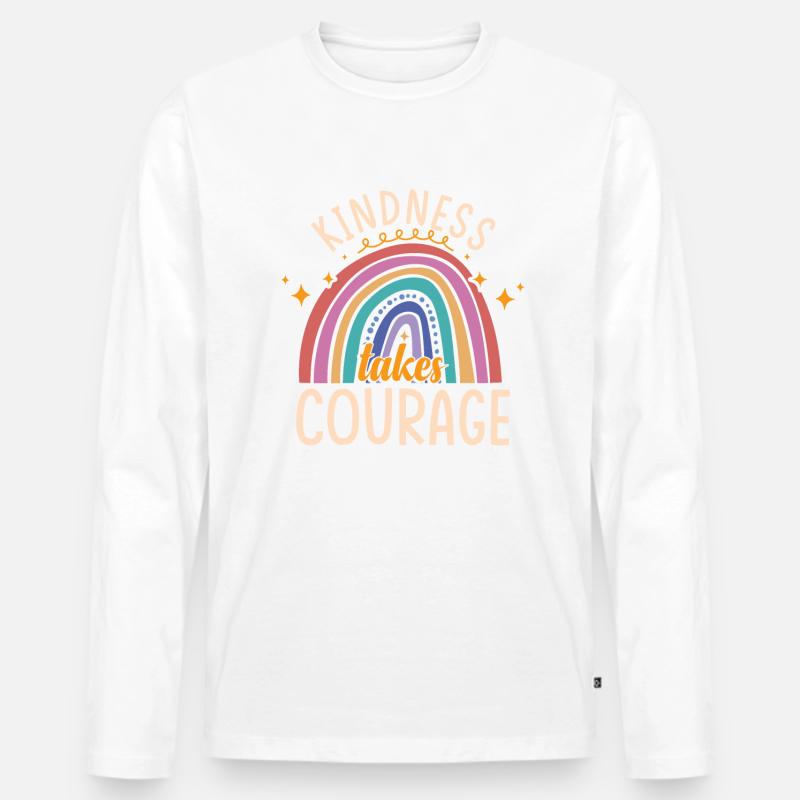 Freundlichkeit braucht Mut | Mobbing-Prävention - Männer Premium Bio Langarmshirt - Weiß