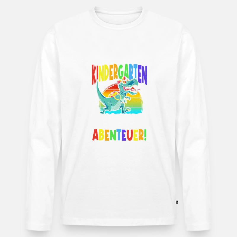 Dinosaurier Schulkind Einschulung Schulstart - Männer Premium Bio Langarmshirt - Weiß