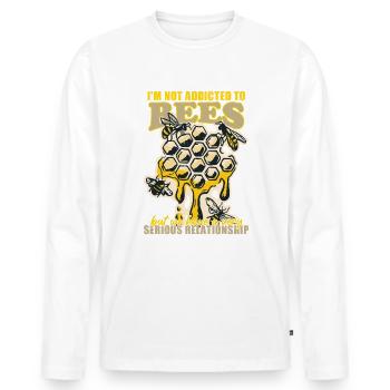 Apiculture Nectar Miel Rucher Nid d’abeille - T-shirt manches longues Premium bio Homme - blanc - Devant - Nico (187cm)
