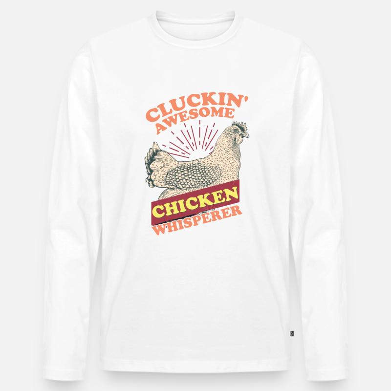Hühnerflüsterer - Männer Premium Bio Langarmshirt - Weiß