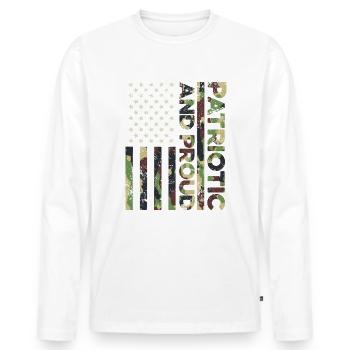 American Flag Independence Day Patriotic & Proud - Men's Premium Organic Long Sleeve Shirt - white - Front - Nico (187cm)