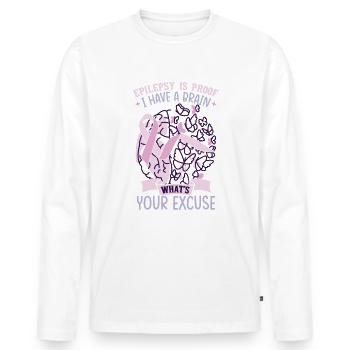 Epilepsy Is Proof - Men's Premium Organic Long Sleeve Shirt - white - Front - Nico (187cm)