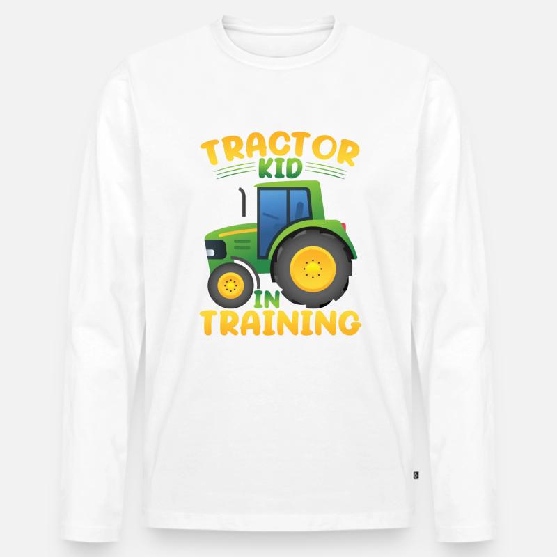 Traktorkind im Training - Männer Premium Bio Langarmshirt - Weiß