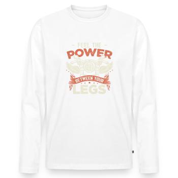 Motard motard motard moto - T-shirt manches longues Premium bio Homme - blanc - Devant - Nico (187cm)