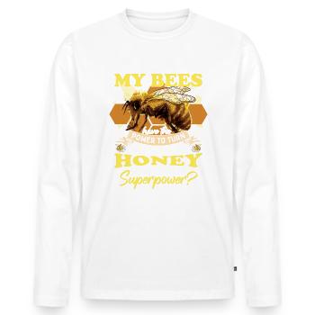 Mes abeilles transforment le nectar en miel - T-shirt manches longues Premium bio Homme - blanc - Devant - Nico (187cm)