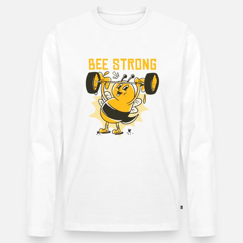 Biene stark - Männer Premium Bio Langarmshirt - Weiß