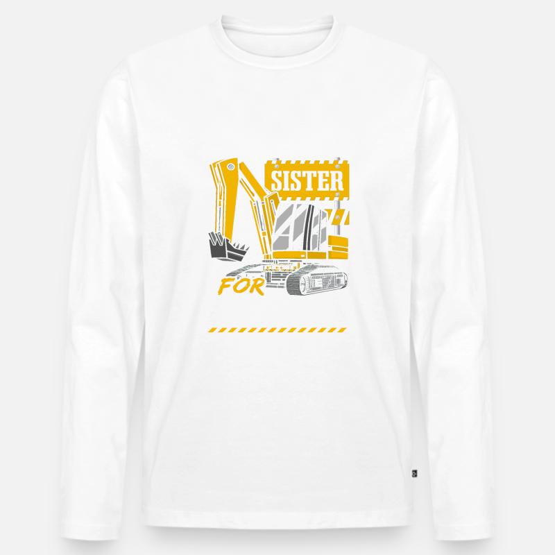 Wird Schwester gegen Bagger eintauschen - Männer Premium Bio Langarmshirt - Weiß