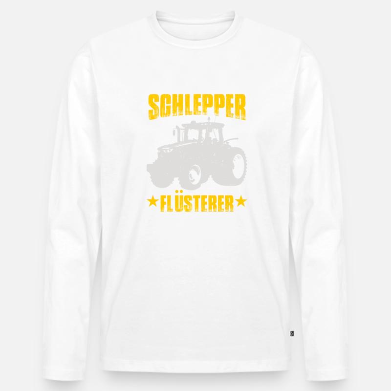 Schlepper Flüsterer - Männer Premium Bio Langarmshirt - Weiß