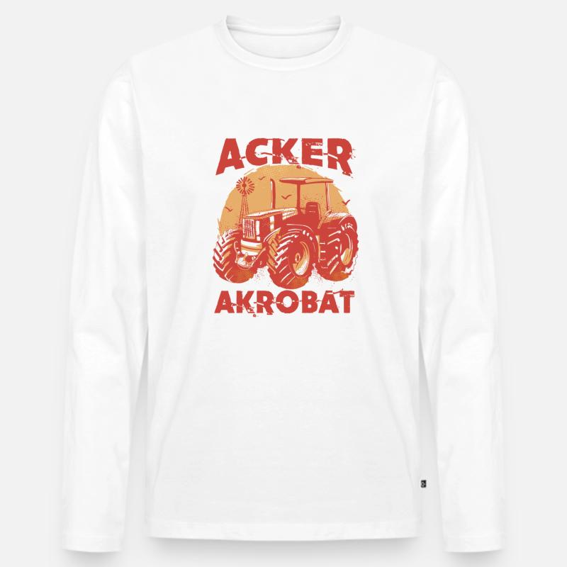Acker Akrobat - Männer Premium Bio Langarmshirt - Weiß