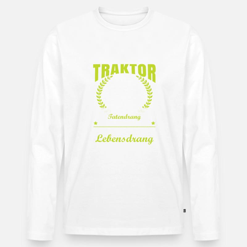 Traktorfahrer Sprüche Schlepper - Männer Premium Bio Langarmshirt - Weiß