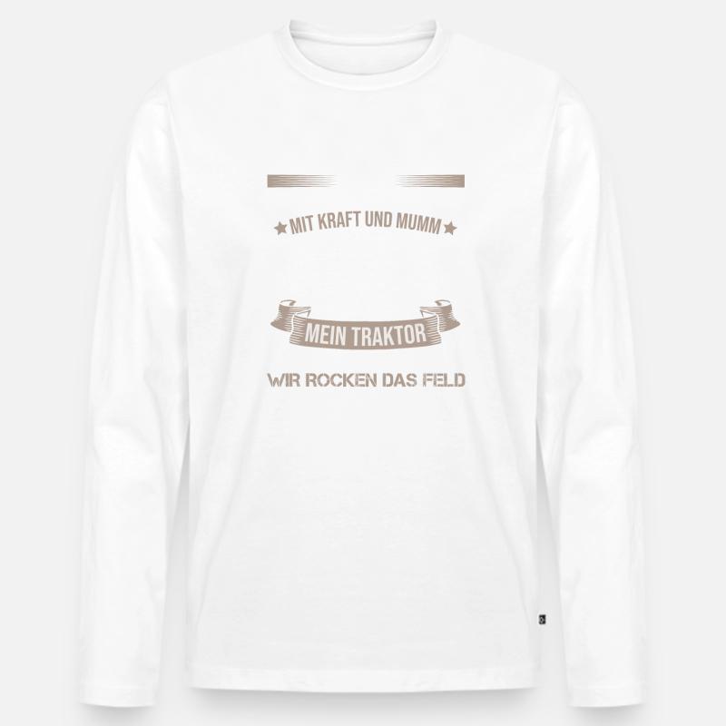 Ich bin Traktorfahrer - Männer Premium Bio Langarmshirt - Weiß