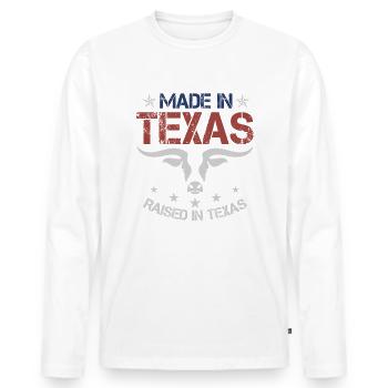 Raised Texas Texan - Men's Premium Organic Long Sleeve Shirt - white - Front - Nico (187cm)