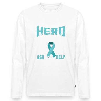 PTSD Awareness Month - Men's Premium Organic Long Sleeve Shirt - white - Front - Nico (187cm)