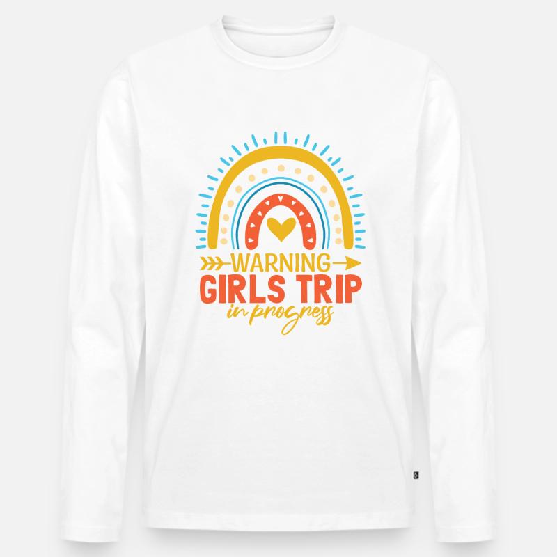 Mädchenreise Urlaub Regenbogen - Männer Premium Bio Langarmshirt - Weiß