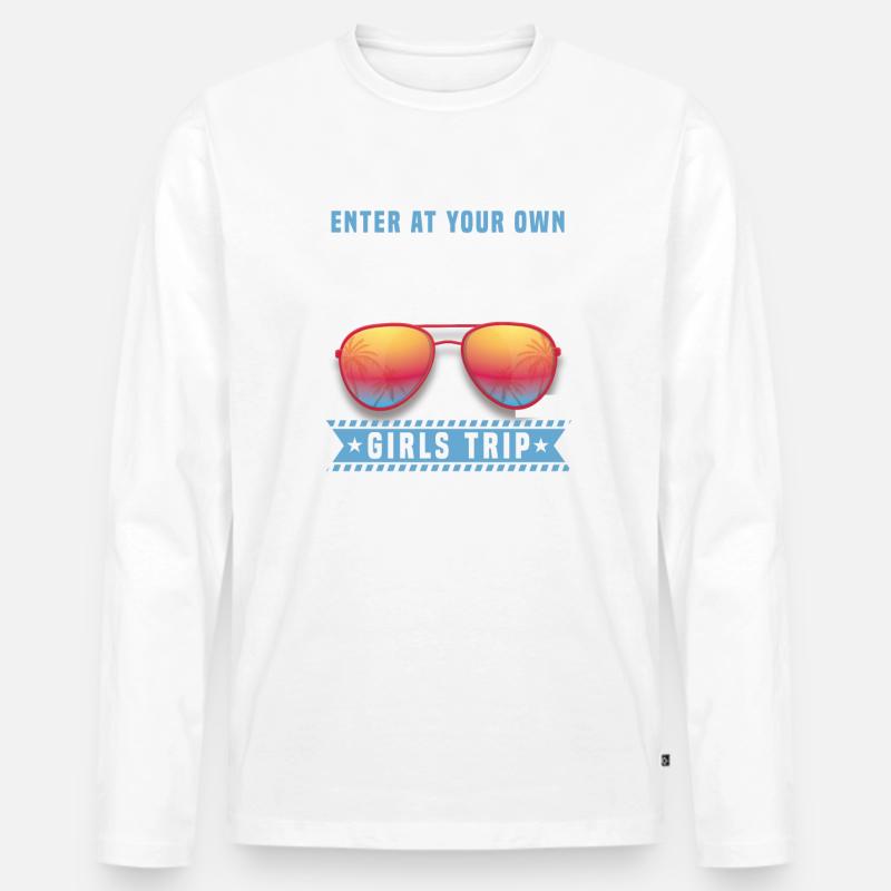 Lustige Mädchen-Reise - Männer Premium Bio Langarmshirt - Weiß