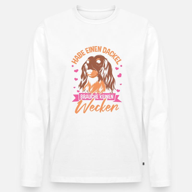 Hundebesitzer Dackel Gassi - Männer Premium Bio Langarmshirt - Weiß