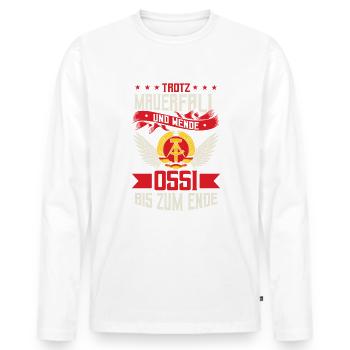 Ostblock Heimatliebe DDR Sprüche & Geschenke - Männer Premium Bio Langarmshirt - Weiß - Vorne - Nico (187cm)