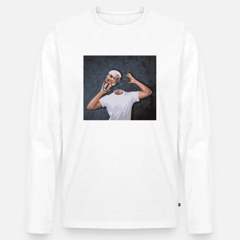 Schädel in der Hand - Männer Premium Bio Langarmshirt - Weiß