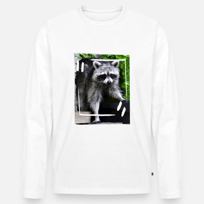 Hübscher Waschbär - Männer Premium Bio Langarmshirt - Weiß