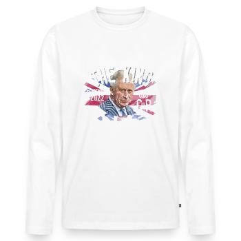 God save the king Charles III - Men's Premium Organic Long Sleeve Shirt - white - Front - Nico (187cm)