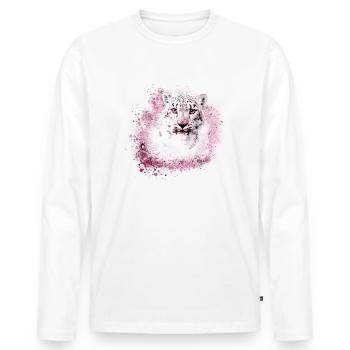 snow leopard,cat,leopard,white,wildcat - Men's Premium Organic Long Sleeve Shirt - white - Front - Nico (187cm)