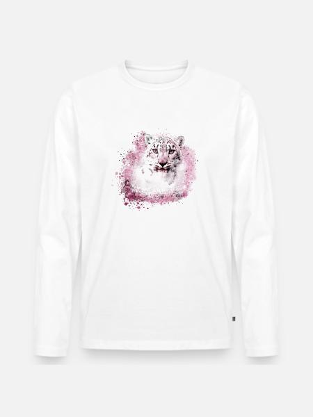 snow leopard,cat,leopard,white,wildcat - Men's Premium Organic Long Sleeve Shirt - white