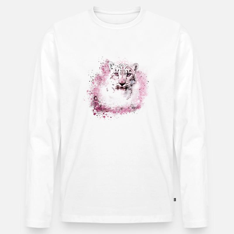 schneeleopard,katze,leopard,weiß,wildkatze - Männer Premium Bio Langarmshirt - Weiß