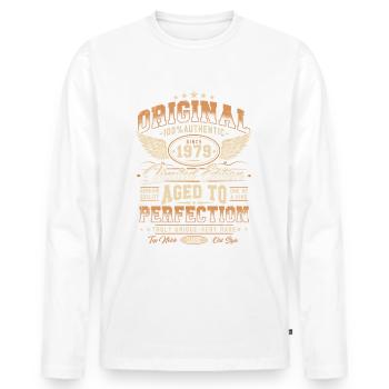 Original 1979 Vintage Born Cadeau d’anniversaire - T-shirt manches longues Premium bio Homme - blanc - Devant - Nico (187cm)