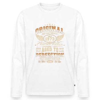 Original 1973 Vintage Born Cadeau d’anniversaire - T-shirt manches longues Premium bio Homme - blanc - Devant - Nico (187cm)