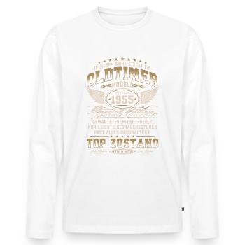 Oldtimer Baujahr 1955 Jahrgang Geburtstag Geschenk - Männer Premium Bio Langarmshirt - Weiß - Vorne - Nico (187cm)