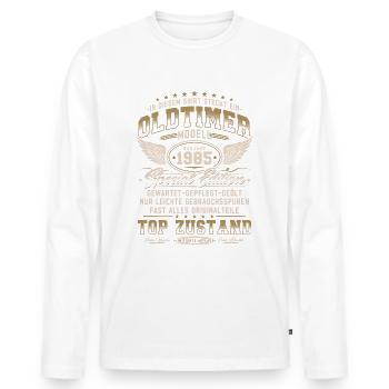 Oldtimer Baujahr 1985 Jahrgang Geburtstag Geschenk - Männer Premium Bio Langarmshirt - Weiß - Vorne - Nico (187cm)