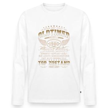 Oldtimer Baujahr 1980 Jahrgang Geburtstag Geschenk - Männer Premium Bio Langarmshirt - Weiß - Vorne - Nico (187cm)