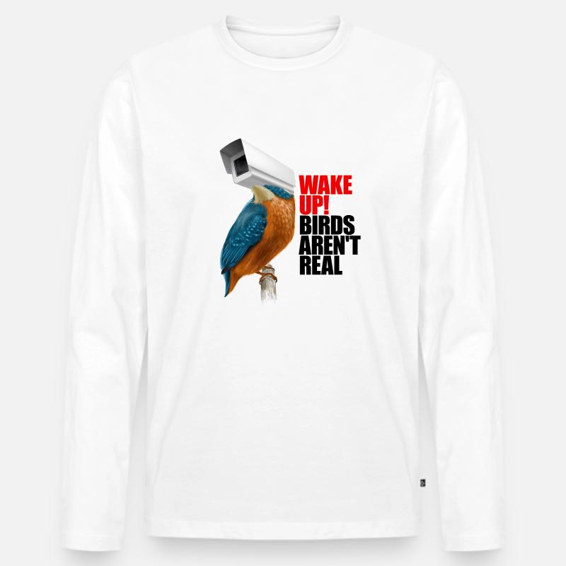 birds aren't real - Männer Premium Bio Langarmshirt - Weiß