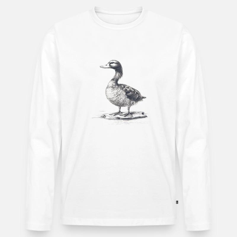 Ente - Männer Premium Bio Langarmshirt - Weiß